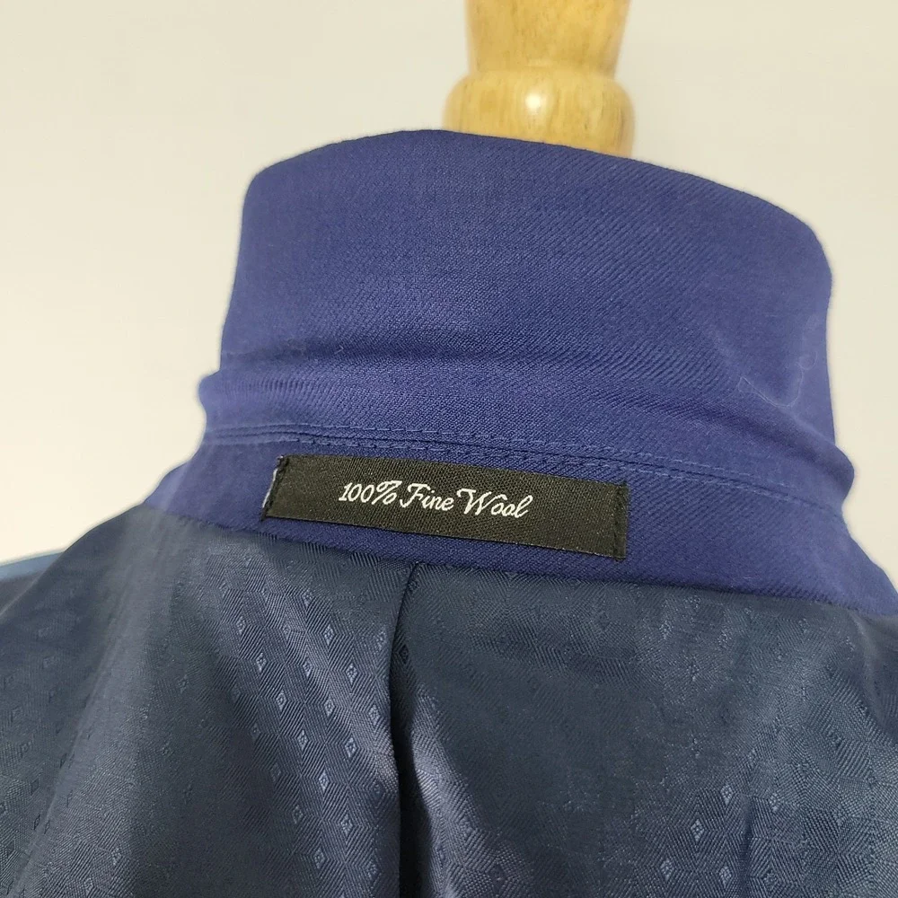 Mantoni Mens Sport Coat Blazer Two Button Nopleat Blue Twill Super Fine Wool 40R